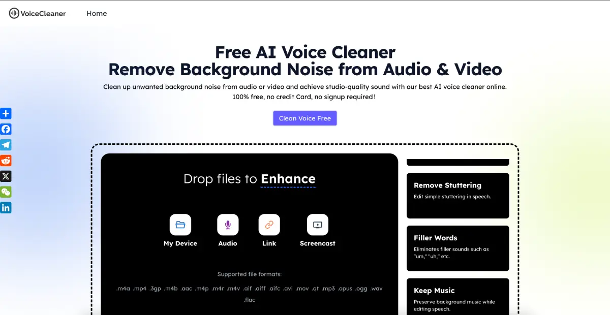 Free AI Voice Cleaner Online image number 01