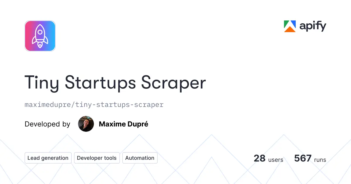 Tiny Startups Scraper product image