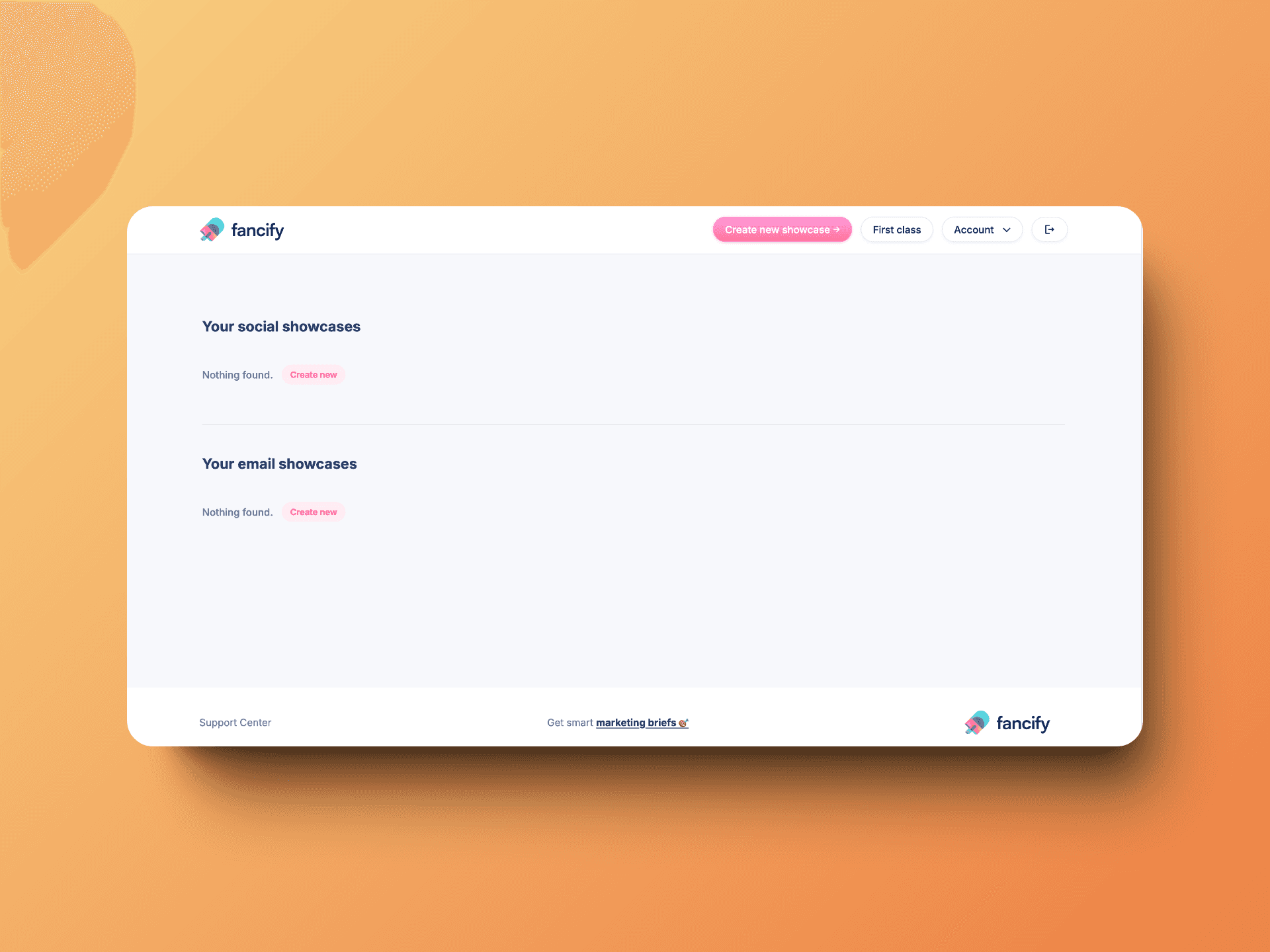 Main dashboard